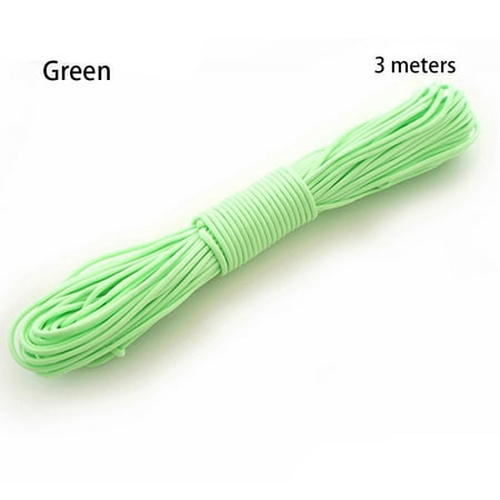 

3/5/10 Meters High quality Camping Equipment 7Strands Paracord Cords 550LB Luminous Rope Camp Glow Paracords Lanyard Ropes Survival Paracord GREEN 3 METERS