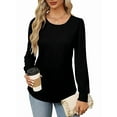 thumbnail image 2 of Women'S Puff Long Sleeve Tunic Tops Pleated Crew Neck Blouses Dressy Casual Loose Fit Winter and Spring Shirts Black S, 2 of 4