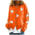 thumbnail image 1 of Pxiakgy Cardigan en Tricot Brodé en Forme de Cœur pour Femmes, Col Rond, Manches Longues, Orange P, 1 of 6