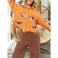 thumbnail image 4 of Womens Corduroy And Rugby Sequined Cropped Jacket Vintage Gameday Sequin Patched Jacket Coat, 4 of 13