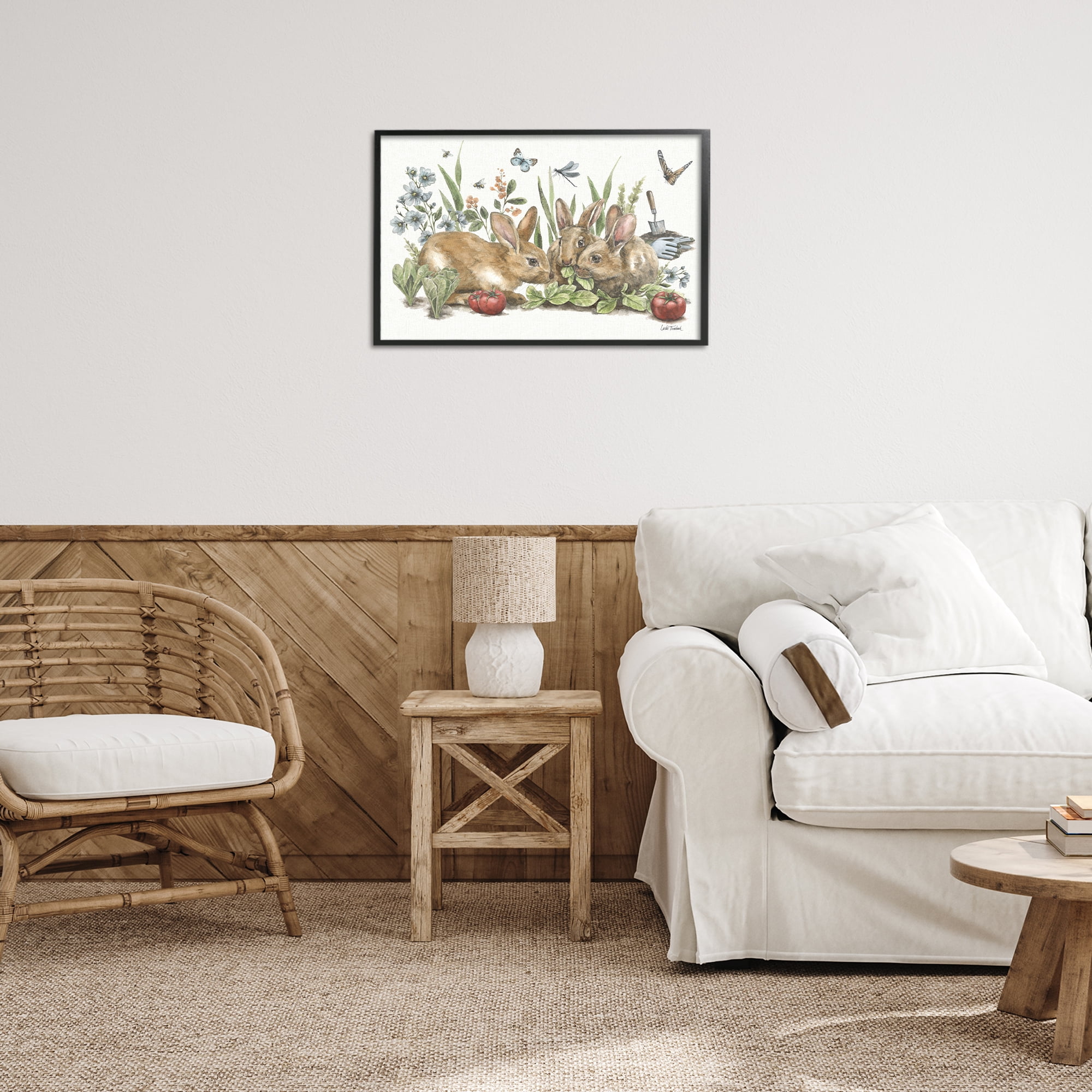 Stupell Industries Garden Patch Scene Botanical & Floral Painting Black Framed Art Print Wall Art, 24 x 16