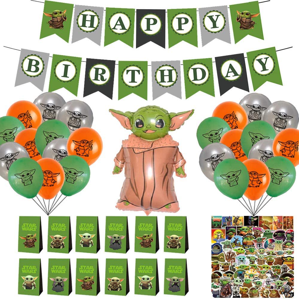 Iguohao 94pcs Baby Yoda Party Decorations Mandalorian Theme Birthday Party Supplies Including Banner Balloons Gift Bags And Stickers Walmart Canada