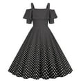 thumbnail image 4 of LYXSSBYX Summer Dresses for Women Clearance Fashion Women's Casual Dot Printed Short Sleeve Ladies Off Shoulder Swing Dress, 4 of 8