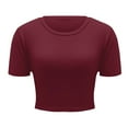 thumbnail image 2 of Tittly T Shirts for Women Going Out Tops Womens Short Sleeve Going Out Crop Tops Crew Neck Casual Basic Tight Tees Shirt Spring Tops for Women Tshirts Shirts Wine M, 2 of 5