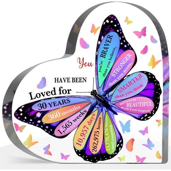 30 Year Old Birthday Gifts, Inspirational Butterfly Keepsake Sign for Women Men, Happy 30th Birthday Gifts Idea for Sister Coworker Bestie, Table Desk Sign for Home