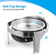 thumbnail image 4 of Homhougo—6.8 QT Roll Top Chafing Dish Buffet Set, Full Size Pan Chafer, Round Stainless Steel Set, for Wedding, Parties, Banquet, Catering Event, 2 Pack, 4 of 7