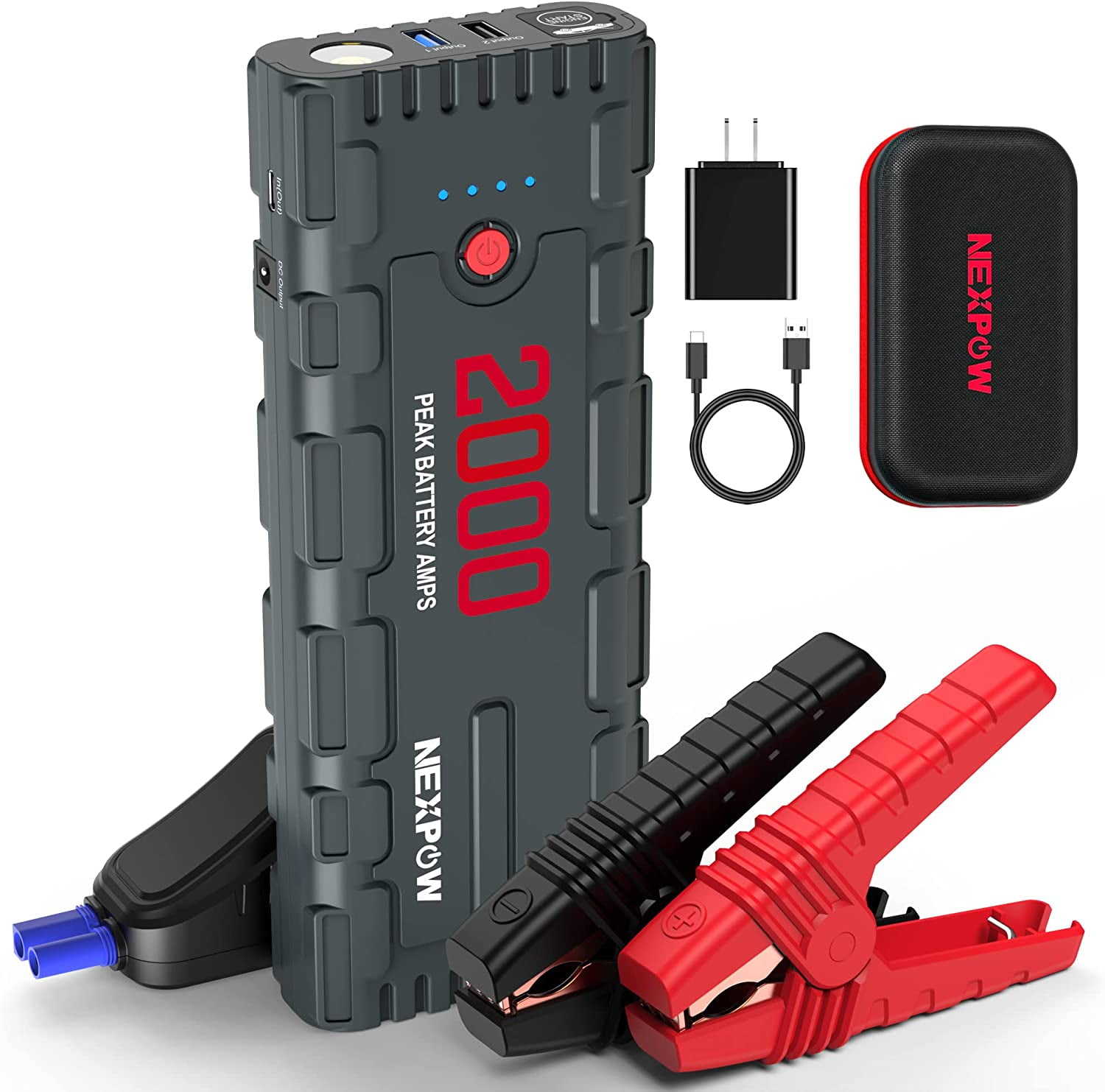 Car Jump Starter T8 MAX 1000A Peak 20000mAh Jump Starter 12V Power Pack All Gas Engine, up to 6.5L Diesel 2 Quick Charger and 3.0 Output with Smart Jump Cable 