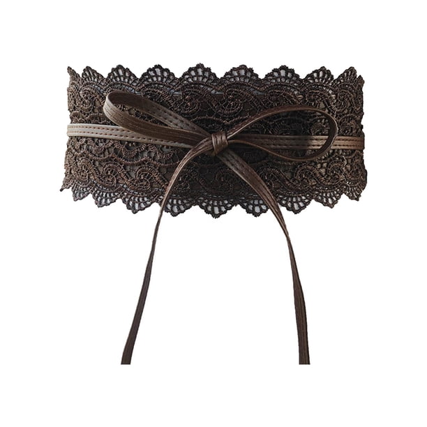 Elegante cinturón de cintura decorativo cómodo cinturón ancho de encaje para de mujer Café Zulema Cintura ancha de encaje.