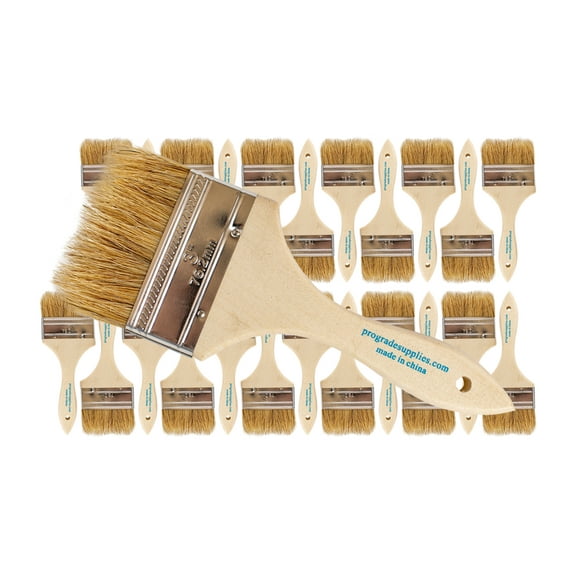 Vermeer Chip Paint Brushes - 24-Pack - 3" Chip Brushes for Paints, Stains, Varnishes, Glues, & Gesso - Home Improvement - Interior & Exterior Use