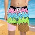 thumbnail image 2 of PRfgtbd Boys Swim Trunks Ice Cream Shorts With Compression Liner Casual Bathing Suit Elastic Waist Summer Beach Shorts For Kids Swimwear 2-3 Years, 2 of 4