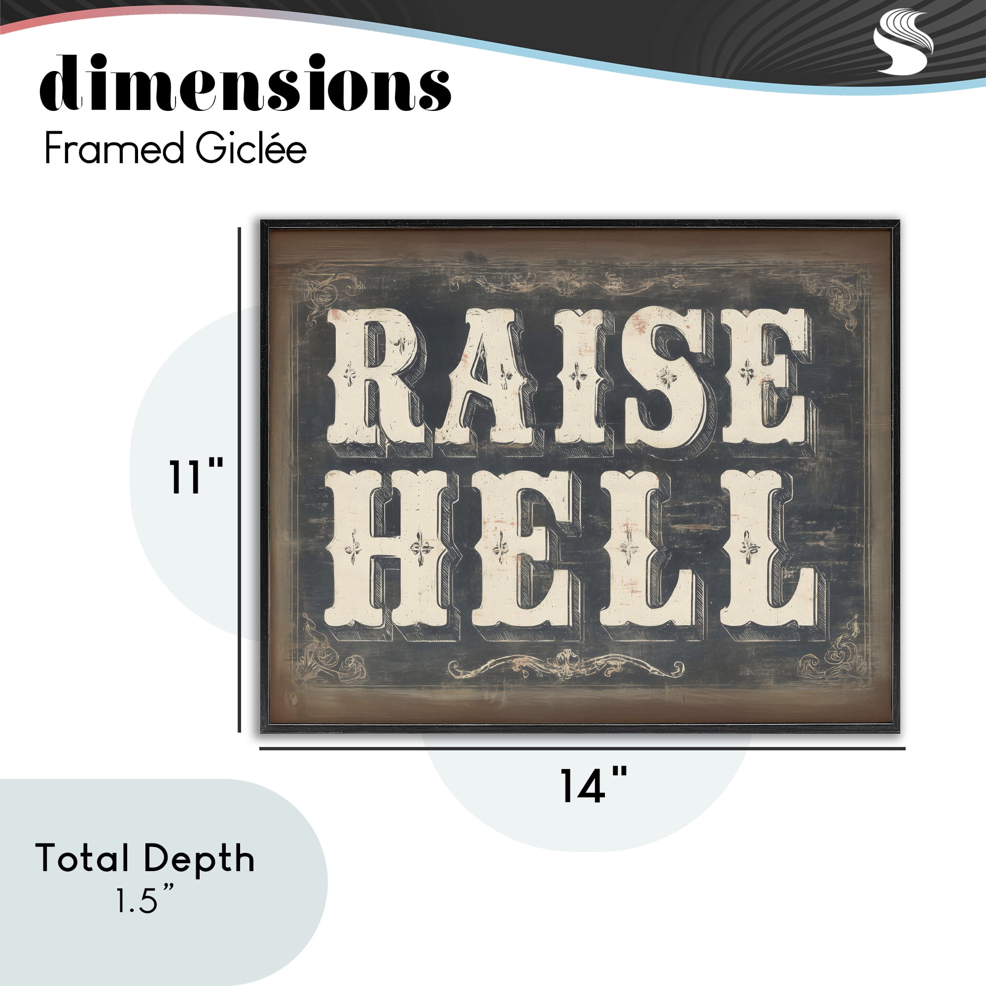 Stupell Industries Raise Hell Vintage Western Black Framed Giclee Art, design by Arlington Prints