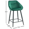 thumbnail image 3 of SAFAVIEH Zorica Tufted Counter Stool, Emerald/Black (21.3 in. W x 20.8 in. D x 25.5 in. H), 3 of 12