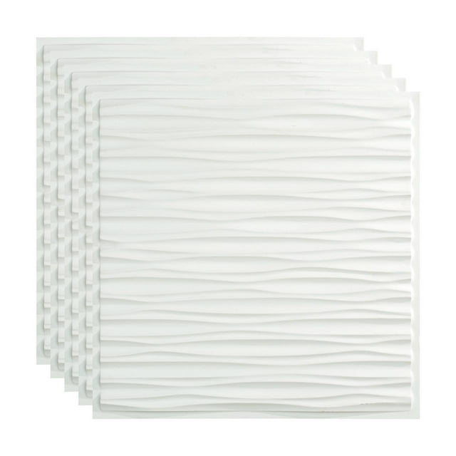 FASÄDE Dunes Decorative Vinyl 2ft x 2ft Lay in Ceiling Panel in Gloss White (5 Pack)