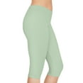 thumbnail image 3 of Mint Green Women's Capri Leggings - Tea Creen Lightweight Poly-Span Casual Solid Color Print Activewear 9, 3 of 8