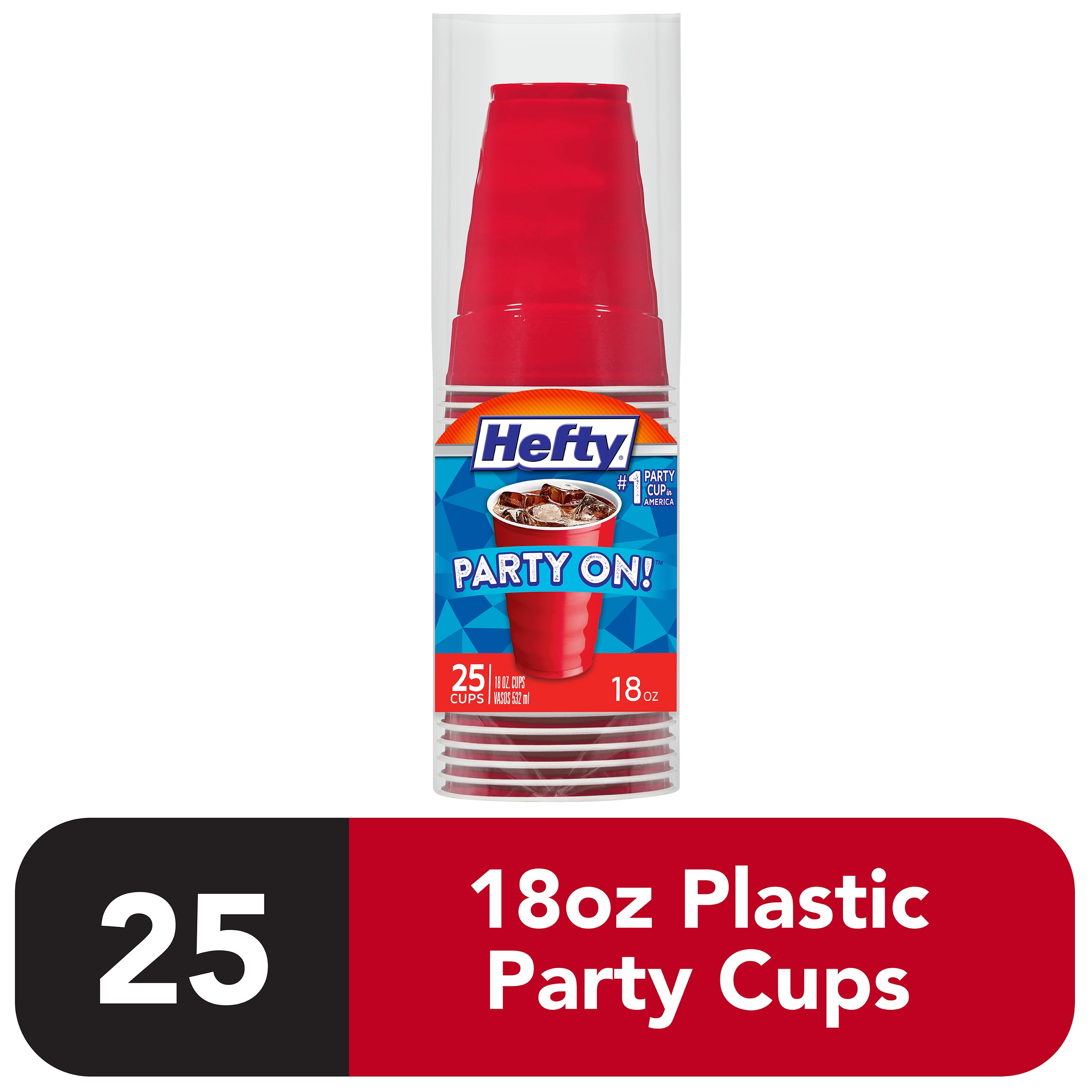 Hefty Party On Red Plastic Cups, 18 Ounce, 50 Cups