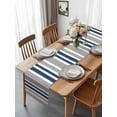 thumbnail image 3 of Modern Vertical Stripes Table Runner-36 Inch Long Navy Blue Grey White Table Runners Linen Burlap Tablerunner for Kitchen Dining Room Holiday Party, 3 of 9