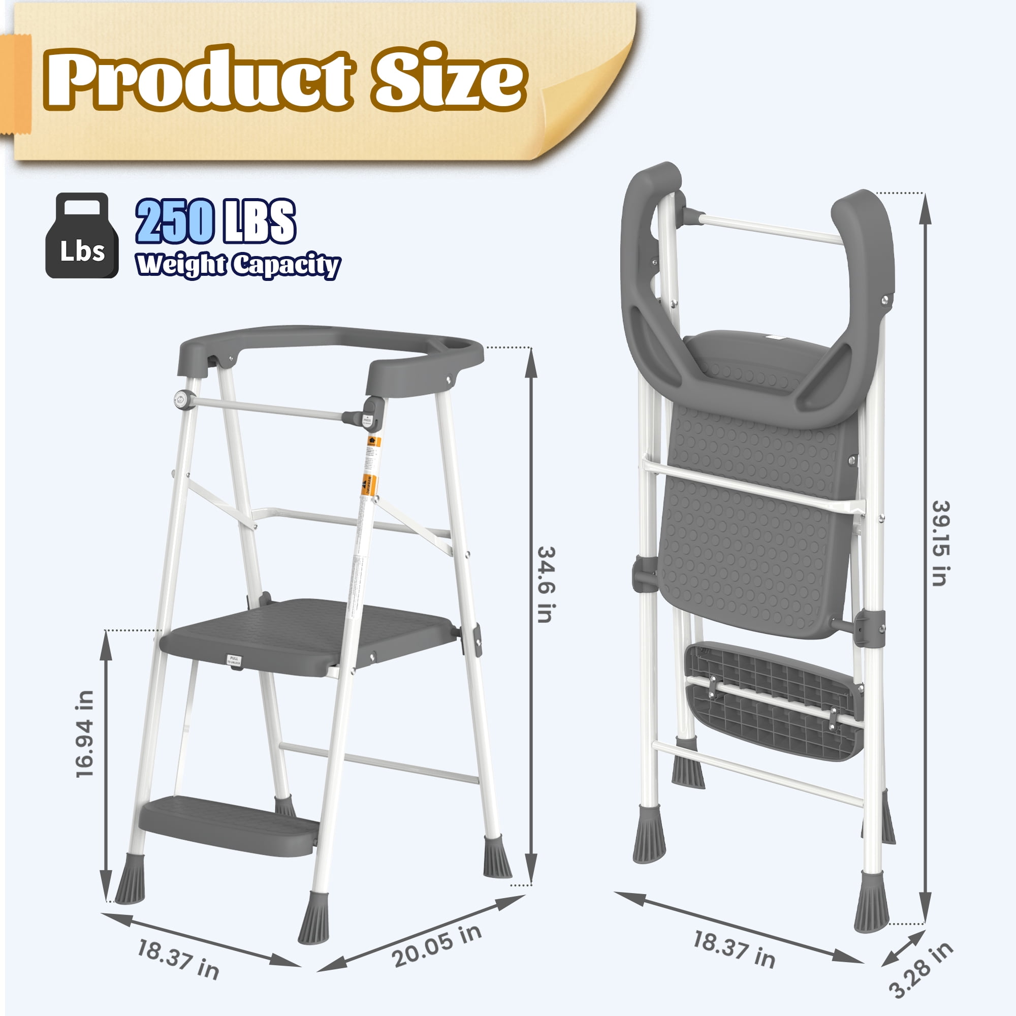 ASoopher Toddler Tower Foldable Kitchen Step Stool, Safe Learning Stool for Kids 2-6