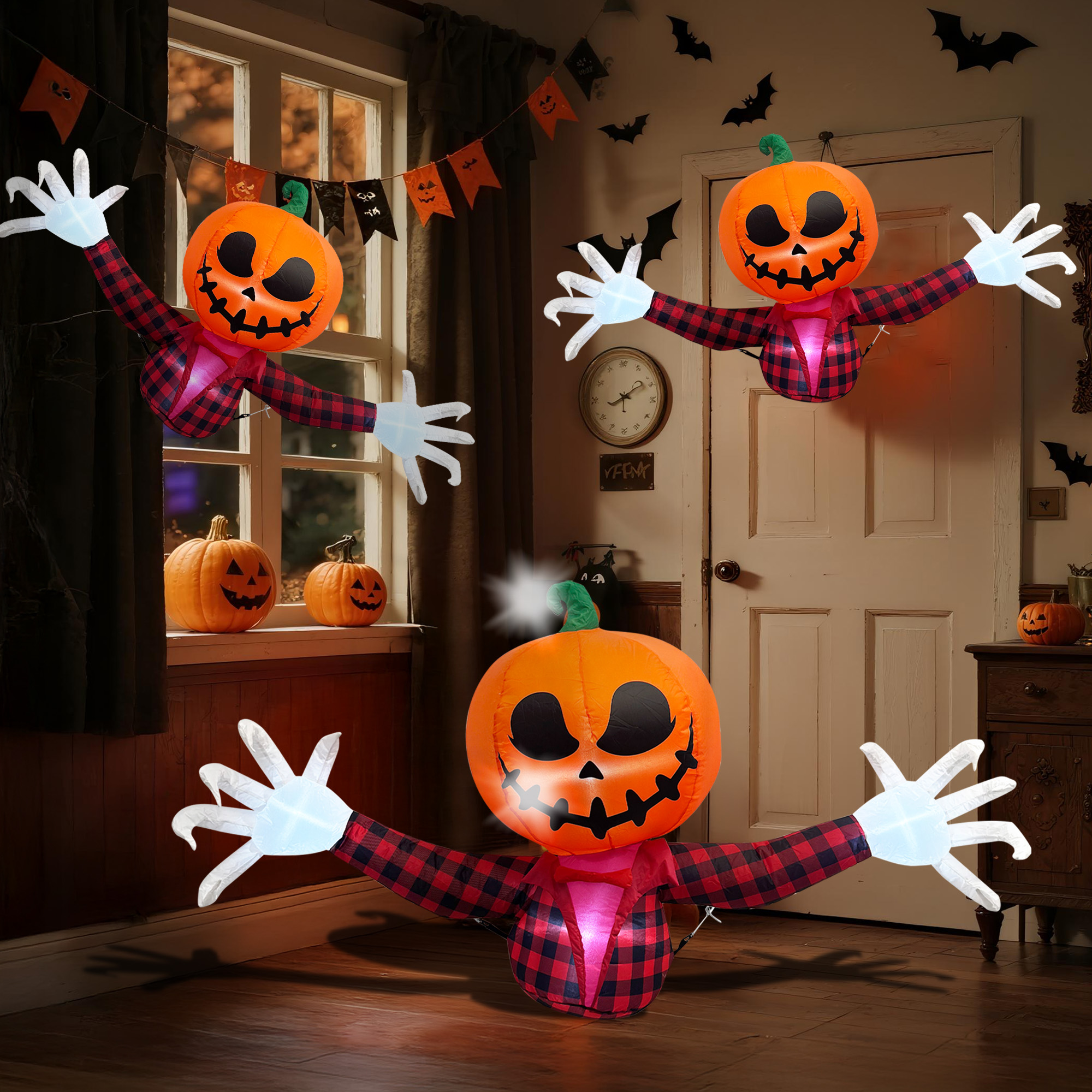 BeePrincess 5 Ft Halloween Inflatable Pumpkin Head Ghost photo 2