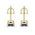 thumbnail image 4 of 14K Solid Gold Screw Back Stud Earrings for Women | 1 cttw Princess Cut Simulated Tanzanite | Yellow Gold, 4 of 5