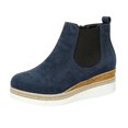 thumbnail image 2 of Willtoo Womens Chelsea Wedge Boots Elastic Platform Lug Sole Slip on Wedge Ankle Booties Casual Non Slip Fall Winter Walking Shoes, 2 of 5