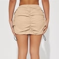 thumbnail image 4 of Tfken Women Skirts For Summer Solid Color Elastic Waist Mini Cargo Skirts With Pockets Fashion Daily Wear Female Soft Clothes Beige, 4 of 8