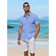 thumbnail image 5 of Youclos Short Sleeve Linen Shirts for Men Casual Button Down Hawaiian Shirt, 5 of 7