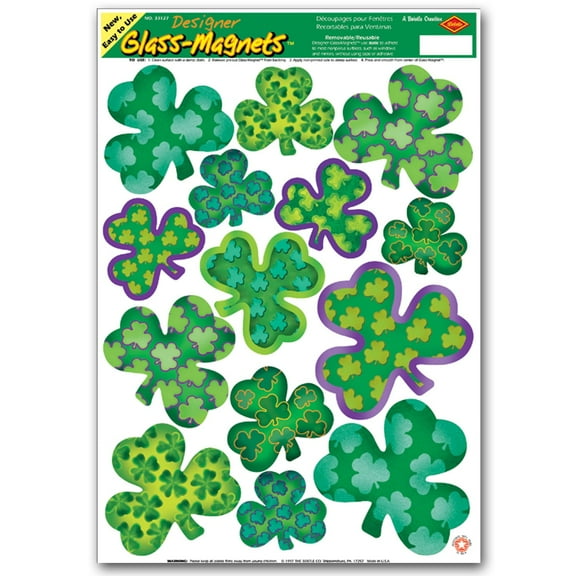 Beistle Shamrock Window Clings Wall Decals (14 Pack)