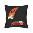 thumbnail image 4 of Vintage Red Car & Airplane Throw Pillow Covers - Set of 2 18x18in Cushion Cases for Couch Bed Car - Retro Design with Cream Fenders & Orange Sun, 4 of 8