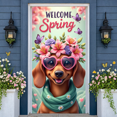 thumbnail image 5 of Cartoon Cow Welcome Banner Sunflower Design Farm Display Bee Pattern Purple Bow Spring Backdrop for Farmhouse Decoration Spring Party Welcome Ceremony, 5 of 9