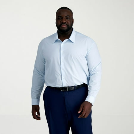 Big & Tall Haggar® Smart Wash® Classic Fit Solid Dress Shirt Color: Blue Graphic Check Size: 18 37/8T