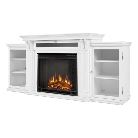 Real Flame Canada Calie Solid Wood Electric Fireplace TV Stand in White Finish