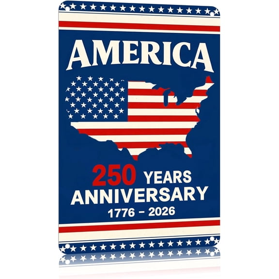 Vintage USA Anniversary Metal Tin Sign 12x8 Inch American Flag Map Wall Decor for Home Bedroom Living Room Garage 1776-2026