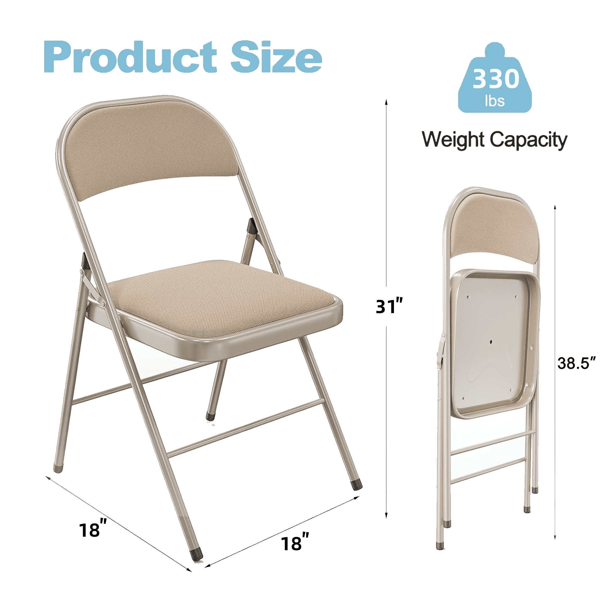 HONGGE 4 Pack Metal Padded Folding Chairs with Comfortable Cushion for Home and Office, for Indoor and Outdoor Events