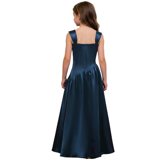 TiaoBug Junior Bridesmaid Dress Wedding Flower Girls Formal Pageant Gowns Birthday Party Prom Dance Wear Navy Blue 10