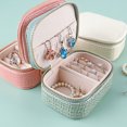 thumbnail image 4 of Injueey Joyero de viaje portátil organizador cremalleras pequeña decoración escaparate joyas collar pendiente caja de almacenamiento Almacenamiento y organización del hogar Blanco 9.5*7*5cm, 4 of 6