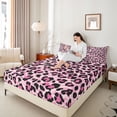 thumbnail image 4 of Homewish Cheetah Print 4 Pieces Queen Sheet Sets for Female Men,Black Pink Ultra Soft Flat Sheet,Geometric Stripes Queen Fitted Sheet,Ultra Soft Home Decor, 4 of 7