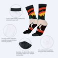 thumbnail image 3 of Unisex Trendy Socks (2 Pairs) - Colorful Cow in Forest Design with Striped Top & Bottom Perfect for All Seasons, 3 of 5
