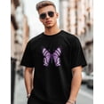 thumbnail image 1 of Camisetas de manga corta con mariposas moradas y negras para hombre, camisetas de cuello redondo, 1 of 8
