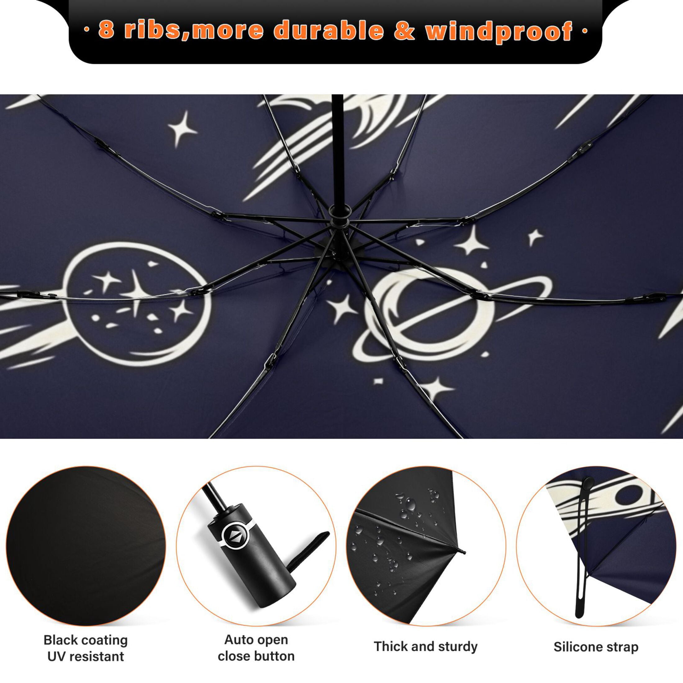 Space Adventure Extra Large Automatic Umbrella, UV Protection, Waterproof, Auto Open and Close