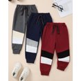 thumbnail image 3 of Toddler Boys Clothes Boys Pants Toddler Kids Boys Sweatpants 3 Pack Elastic Waist Joggers Color-blocked Pants 2T 3T 4T 5T Size 6 7 Black Red Gray, 3 of 7