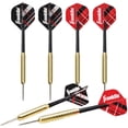 thumbnail image 2 of Franklin Sports Steel Tip Darts Set - 6 Pack of 18 Gram Steel Darts - Removable Standard Nylon Flights and Brass Barrels - Lightweight Full Dart Set, Red and Black, 2 of 6