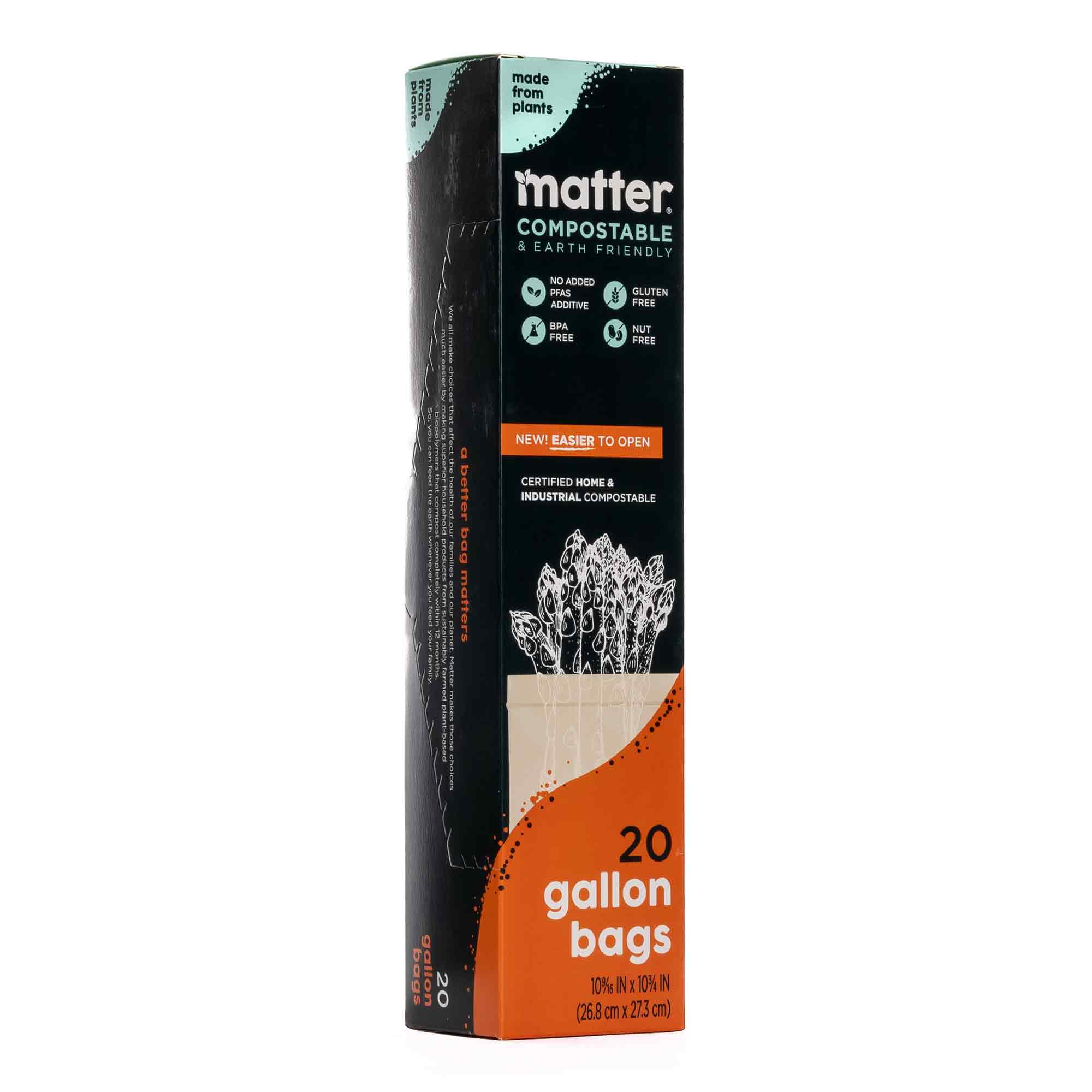 (3 pack) Matter Compostable Gallon Food Storage Bags, 20 Count