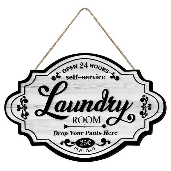 LAMIRO Laundry Room Hanging Decoration Rustic Wood Art Laundry Room Hanging Sign