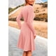 thumbnail image 2 of Vestido PRETTYGARDEN de Punto Acanalado Manga Larga en A Línea Rosa Talla L, 2 of 8