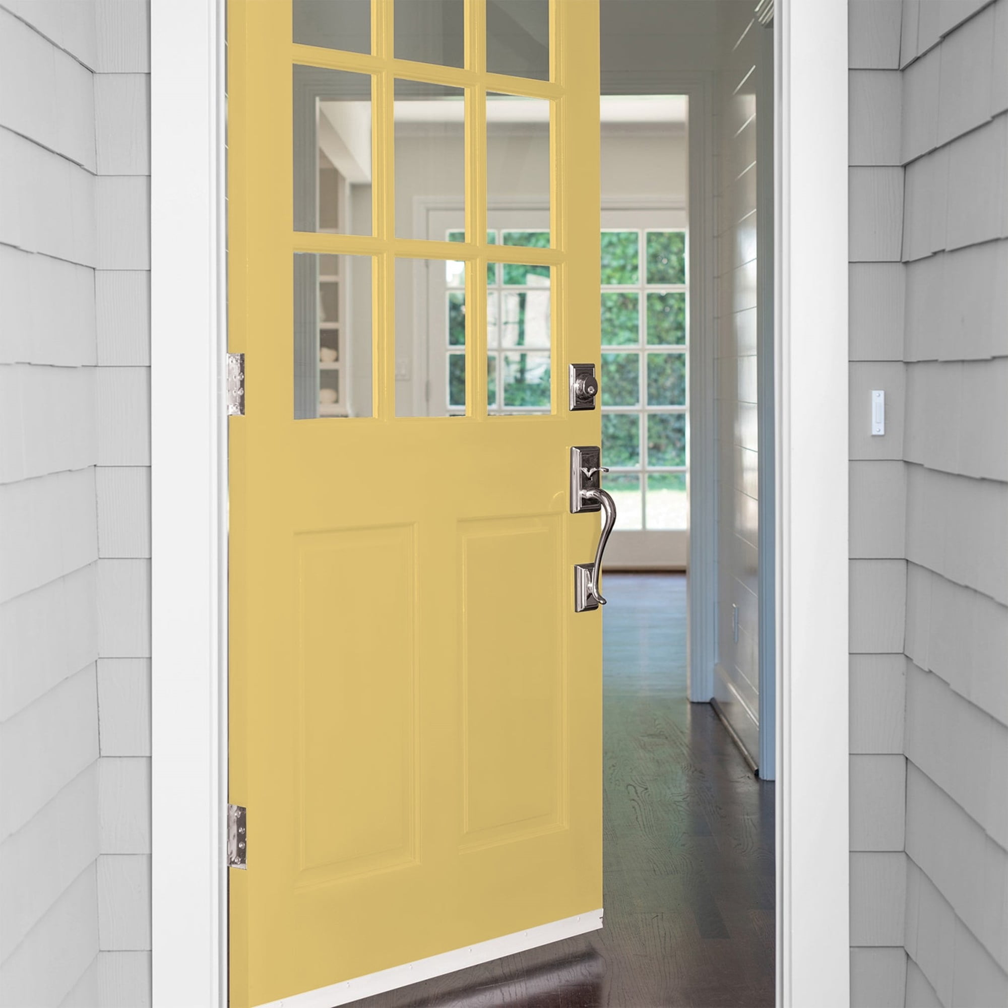 Glidden One Coat Tropical Siesta / Yellow Satin Exterior Paint with Primer, 1 Gallon