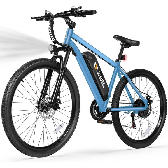 ESKUTE Blue Electric Bike for Adults – 27.5" Mountain E-Bike, 21-Speed,1200W Peak Brushless Motor 19MPH,500W Motor 48V 10.4Ah Removable Battery, Up to 55 Miles Range, Commuter E-MTB,with NFC Unlock