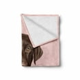 thumbnail image 2 of Labrador Soft Flannel Fleece Throw Blanket, Modern Retriever Portrait with Grumpy Face Purebred House Pet Illustration, Cozy Plush for Indoor and Outdoor Use, 50" x 60", Pale Pink Brown, by Ambesonne, 2 of 6