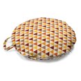 thumbnail image 1 of Autumn Round Floor Cushion with Handle, Retro Earthy Nature Tones Repeating Triangle Pattern Geometric Arrangement, Pillow for Living Room & Dorms, 18" Round, Burnt Orange Cocoa, by Ambesonne, 1 of 4