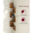 thumbnail image 2 of VASAGLE Corner Shelf, 5-Tier Floating Wall Shelf with Zigzag Design, Bookshelf, Rustic Brown, 2 of 5