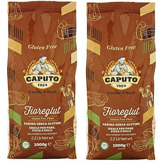 Antimo Caputo Gluten Free Pizza Flour 2.2lb - All Natural Multi Purpose Flour & Starch Blend for Baking Pizza, Bread, & Pasta (2 Pack)